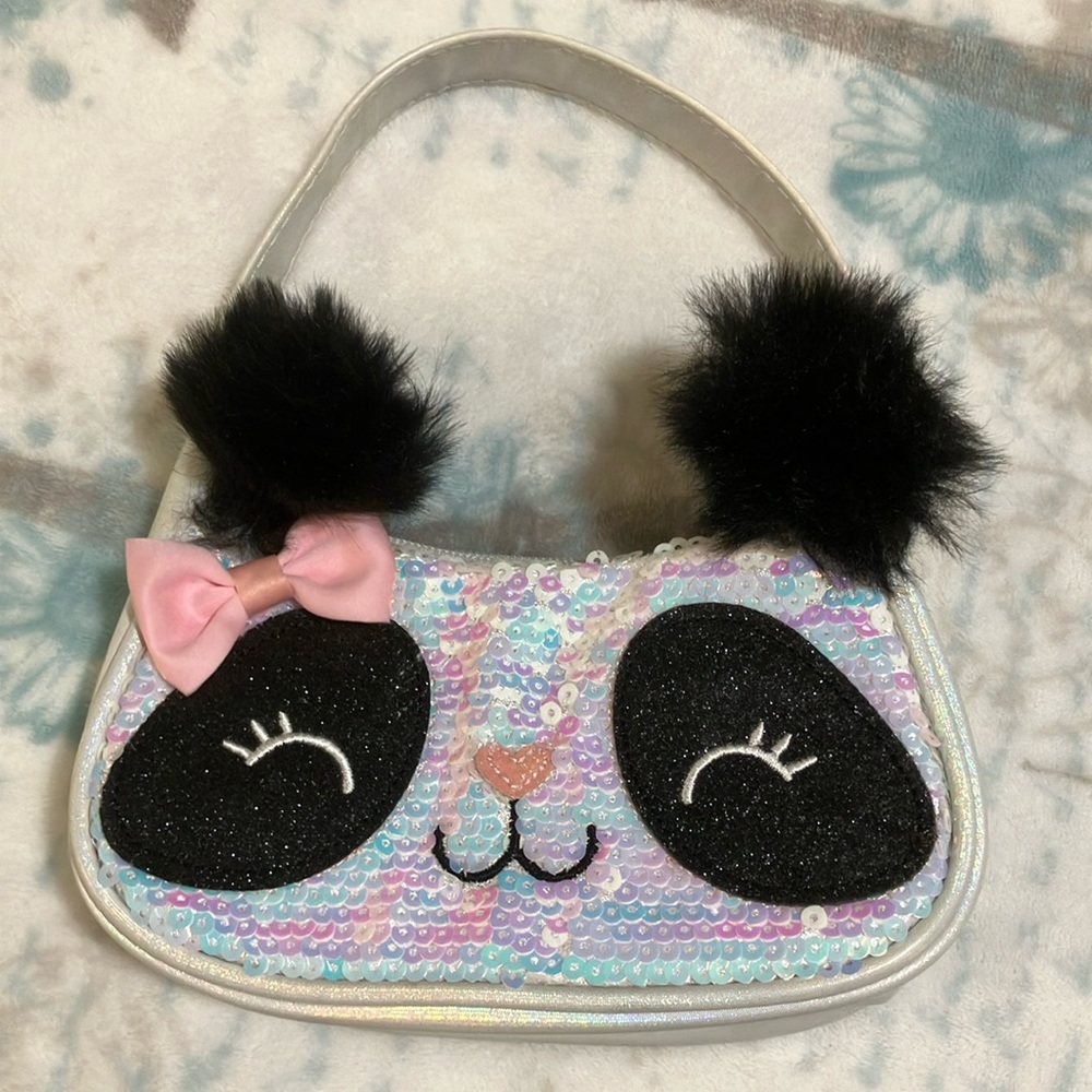 Iridescent White With Sequins Panda Handbag For Little Girls by Claire’s